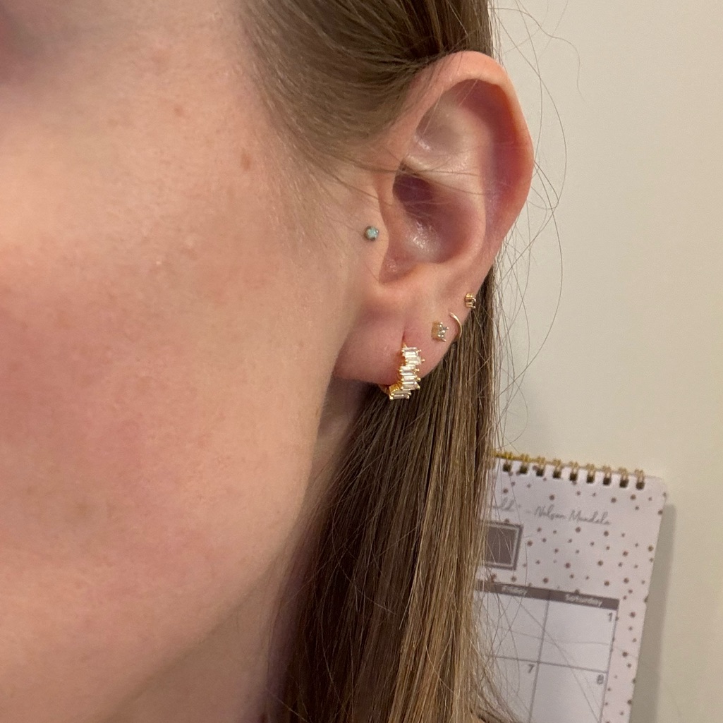 Gold Cz Diamond Hoop Hoops Earrings Glam Delicate Dainty 25$